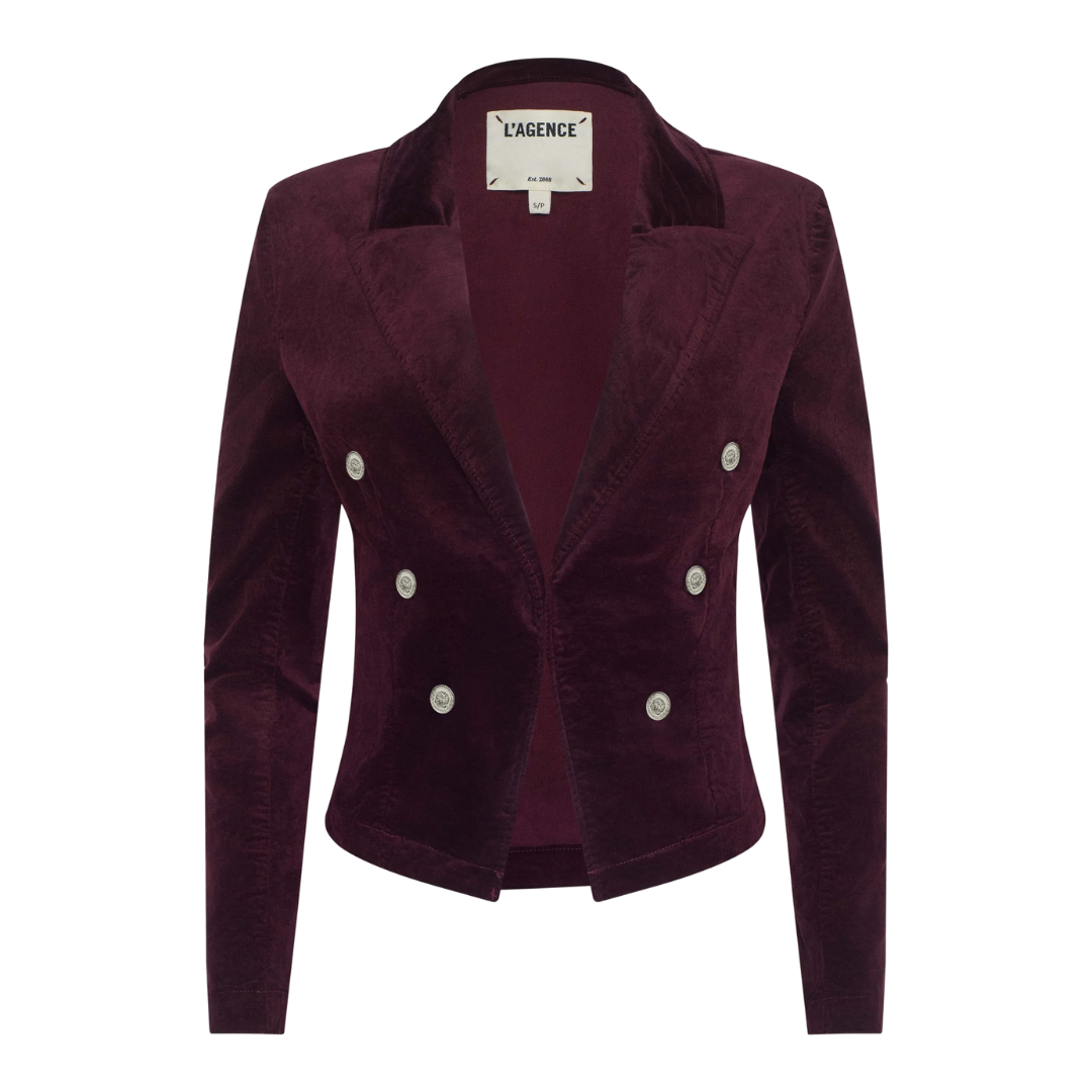 Wayne Velvet Blazer in Dark Port