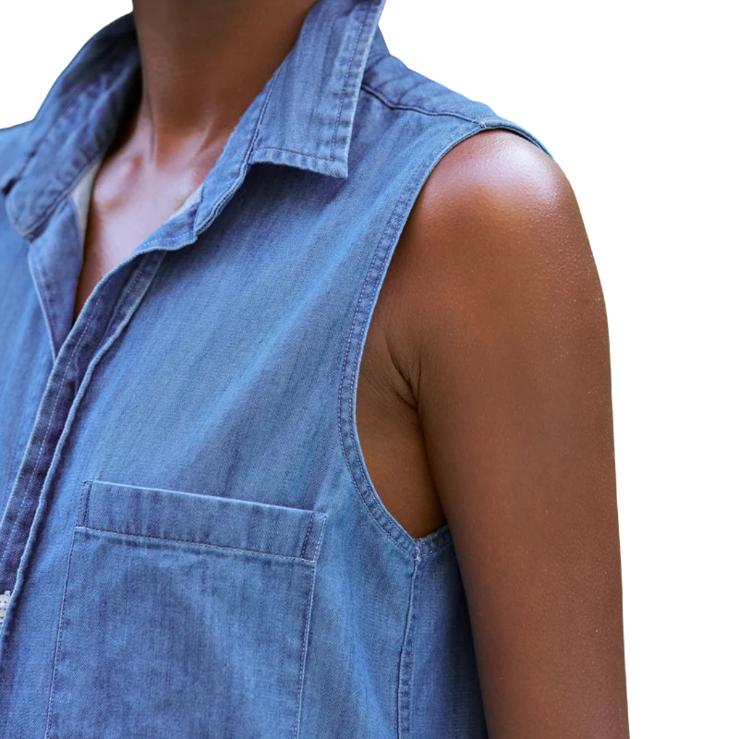 Rory Sleeveless in Vintage Stonewashed Indigo
