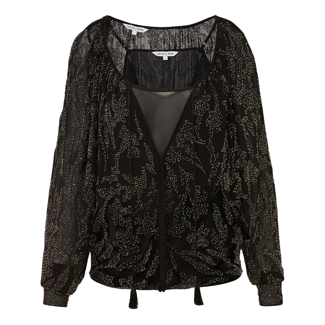 Marlena Beaded Blouse in Black
