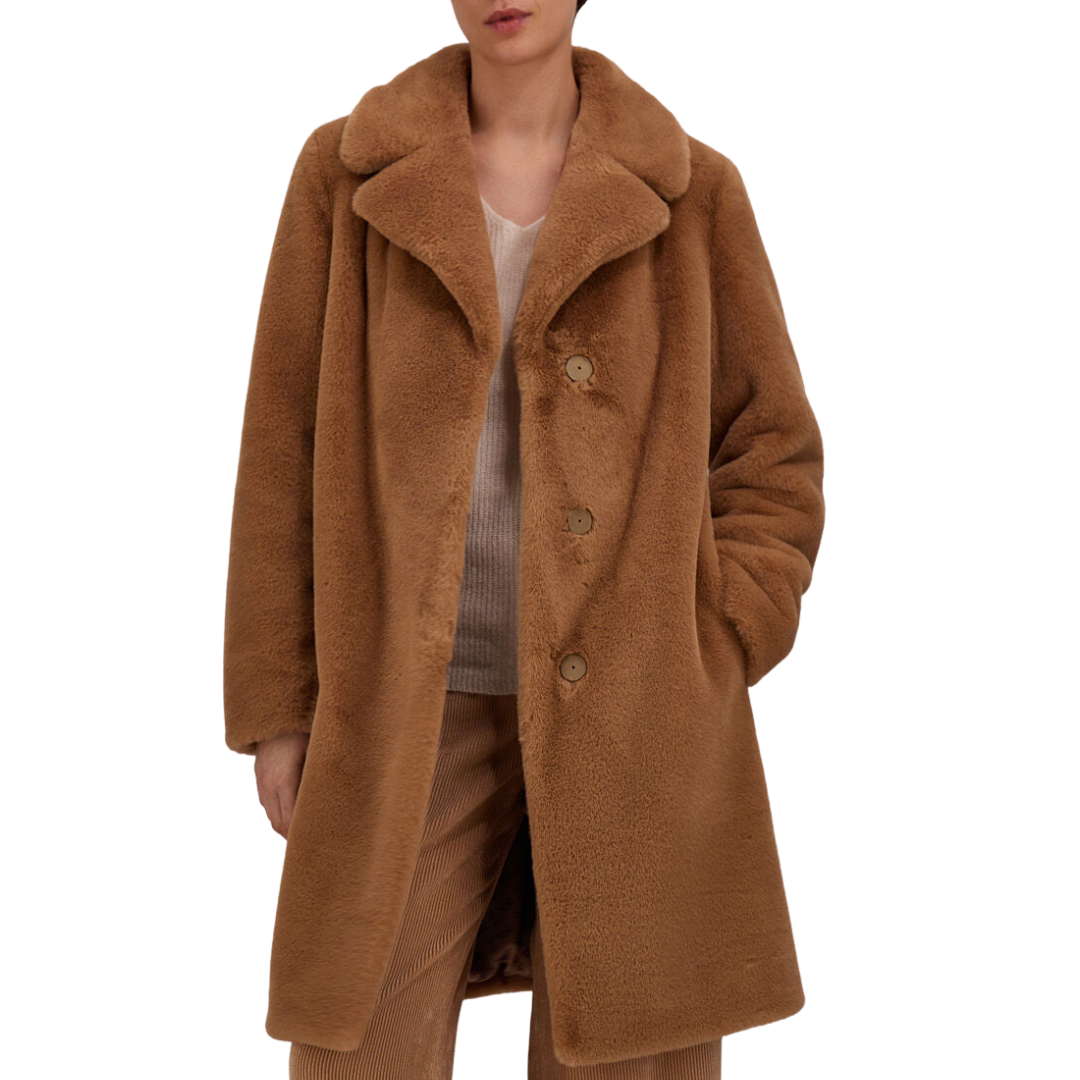 Alpaca Jacket with Fringing in Camel