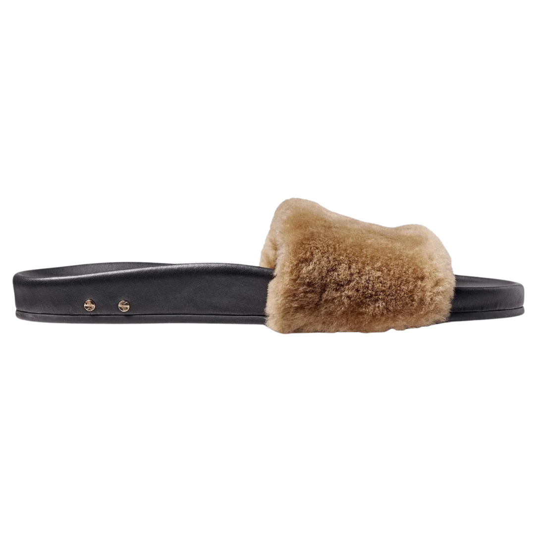 Gallito Más Shearling Slide Sandal in Bronze/Black