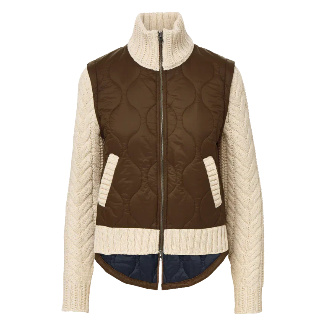 Patra Mixed Media Jacket in Mocha/Heathered Sand