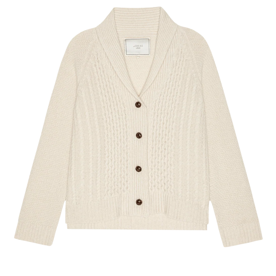 The Cashmere Cable Lodge Cardigan in Cream