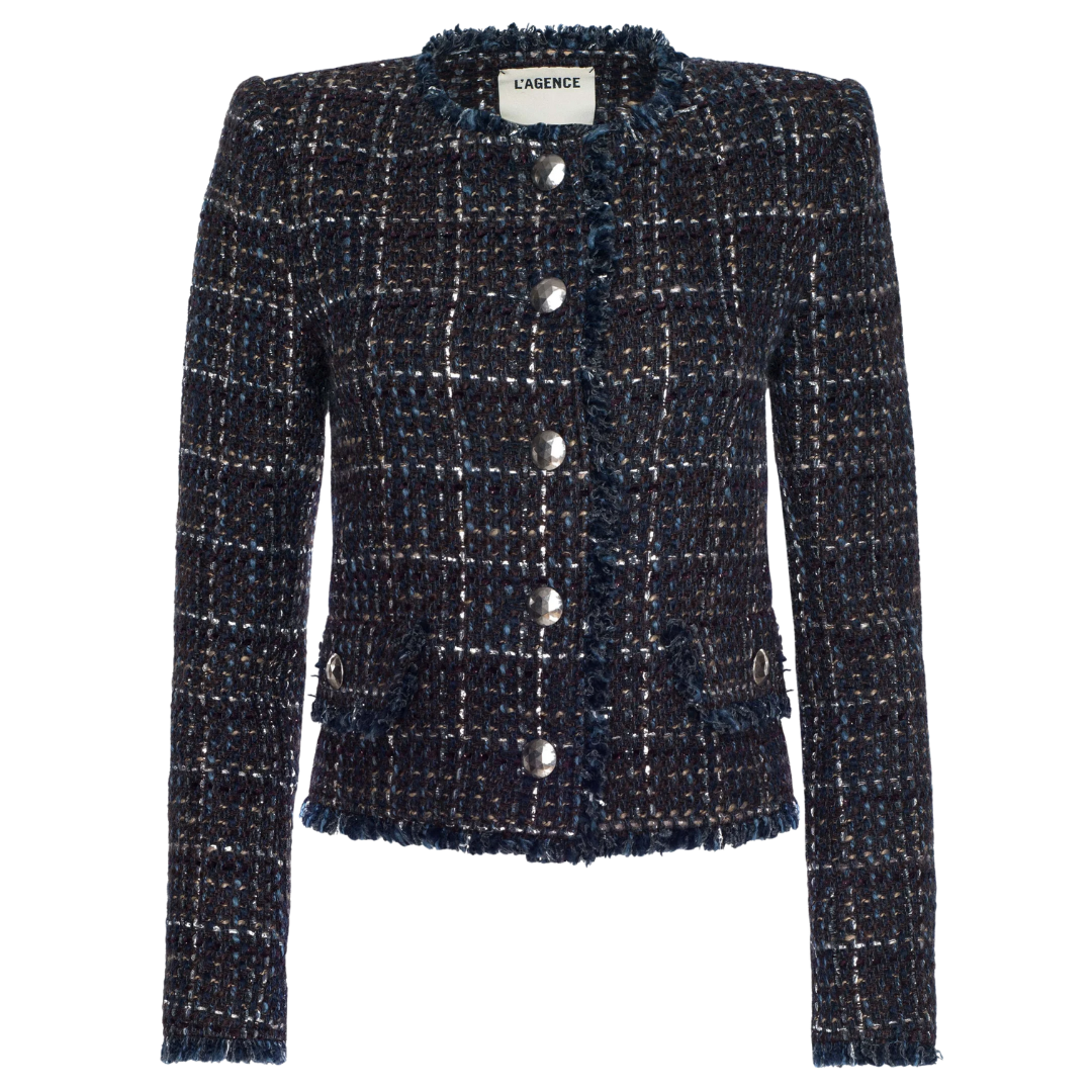 Zaya Tweed Jacket in Midnight Brown Multi Tweed