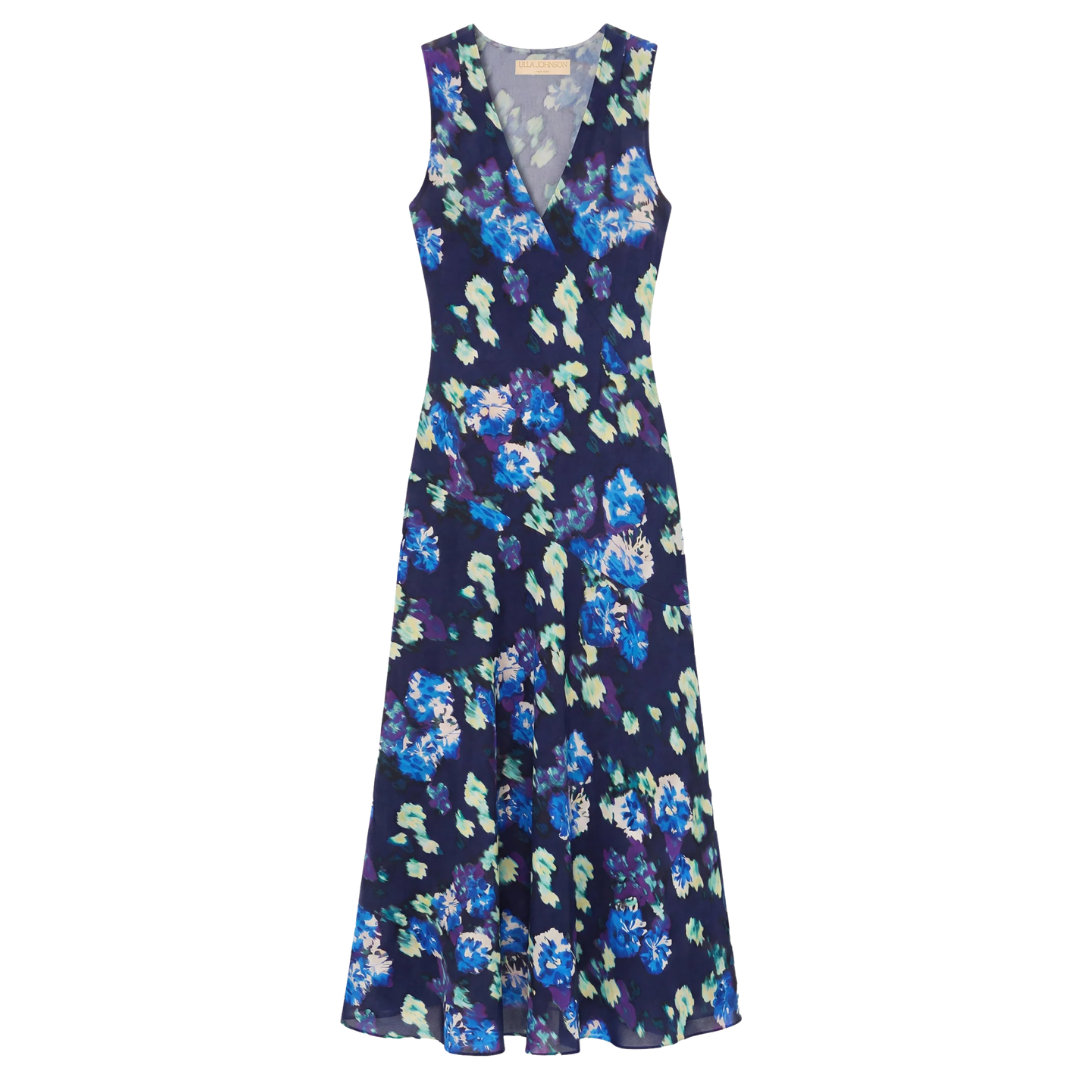 Elowen Silk Dress in Evening Bloom