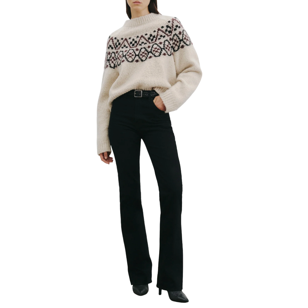 Chrissy Cashmere Sweater in Beige Melange Fairisle