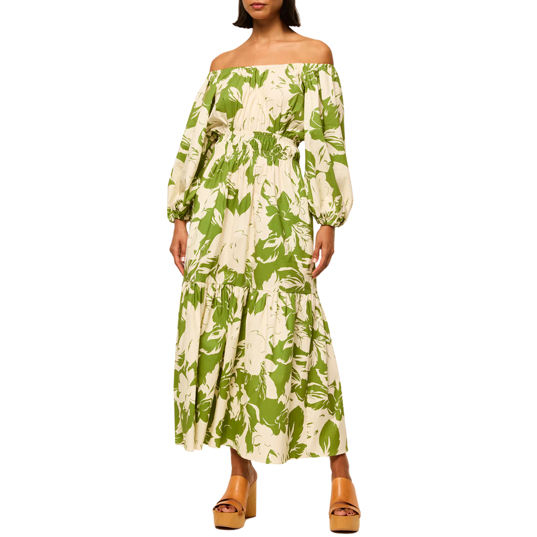 Yasenia Dress in Green Goddess Poplin