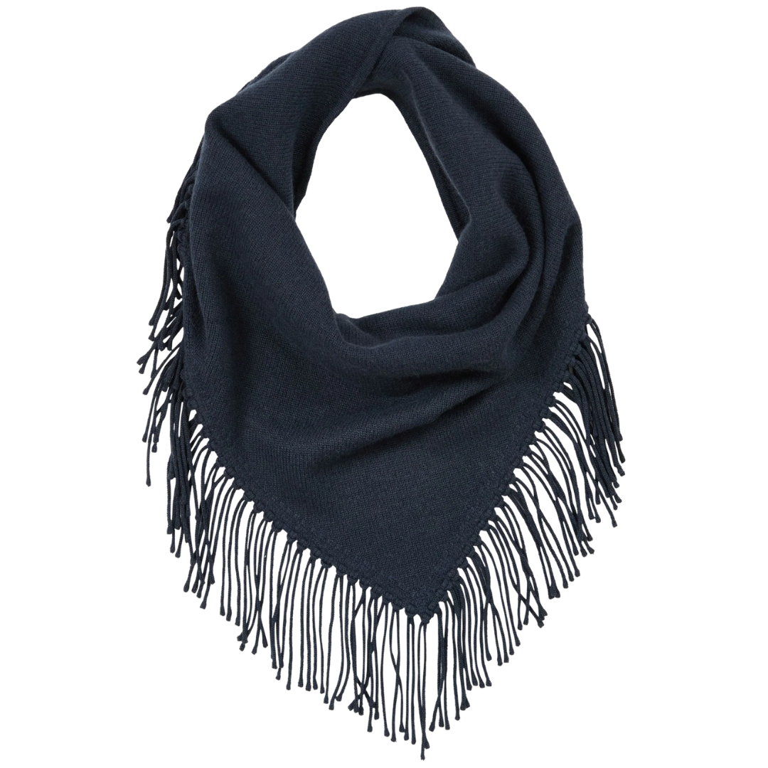 Fringe Triangle Scarf in Blue Nights