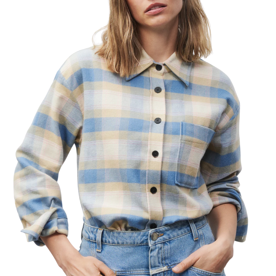 Cotton Shirt Blouse in Powder Blue