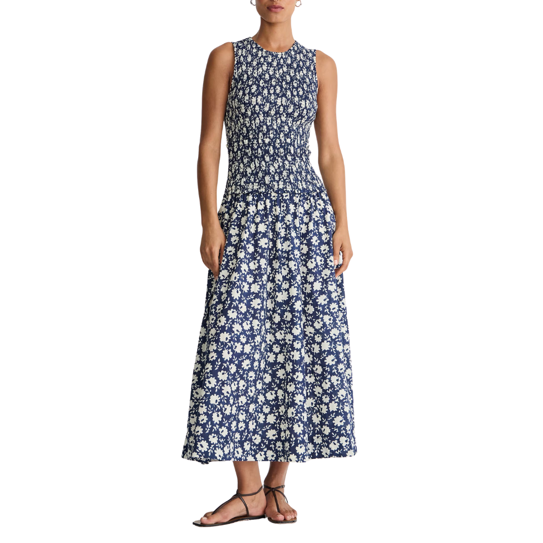 Siempre Tank Maxi in Navy Floral Stamp