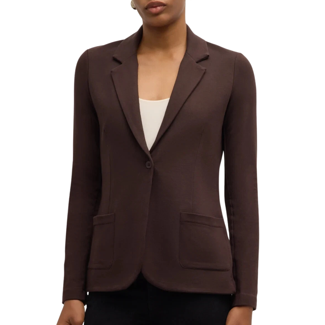French Terry One Button Blazer in Coffee