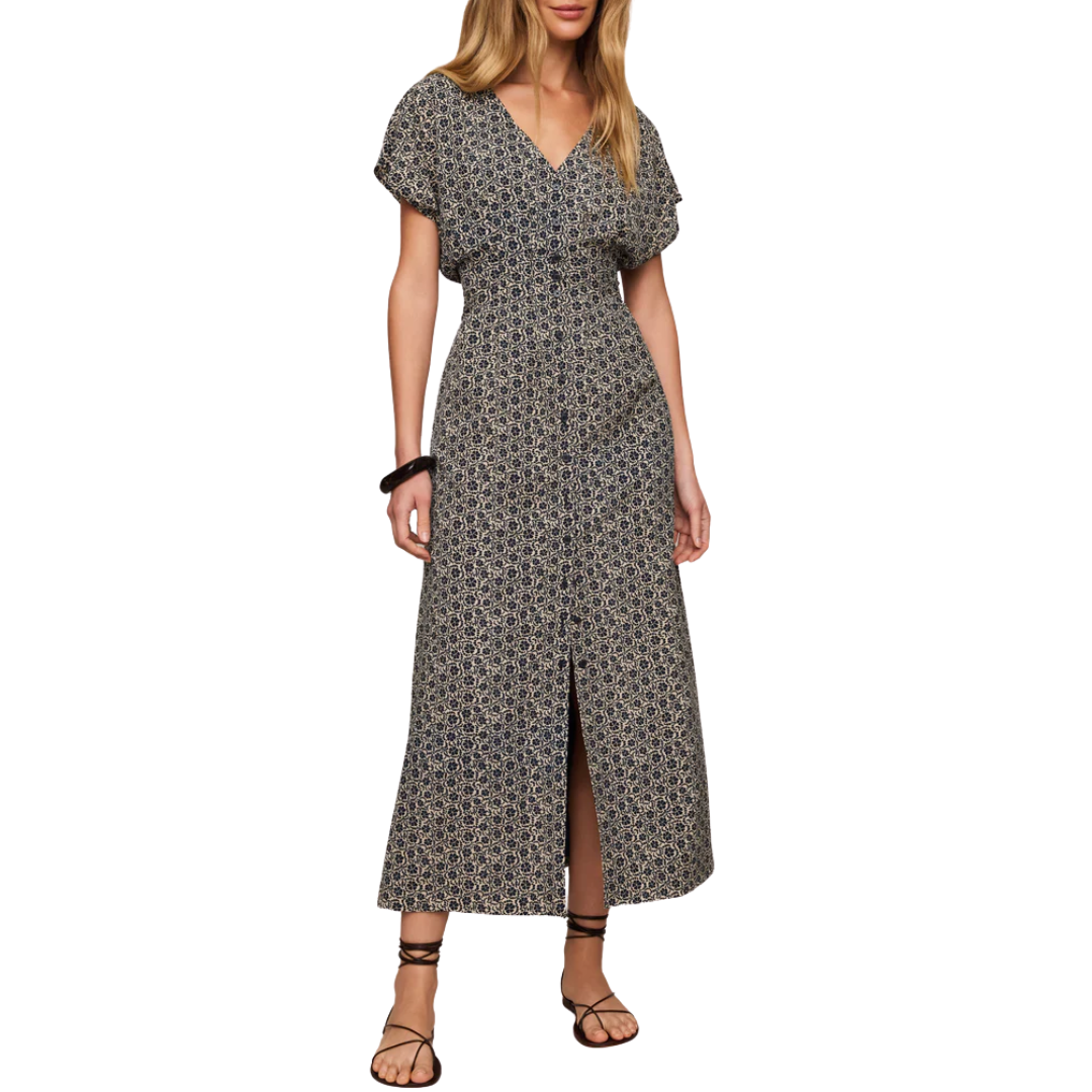 Sanna Iris Floral Midi Dress in Eclipse
