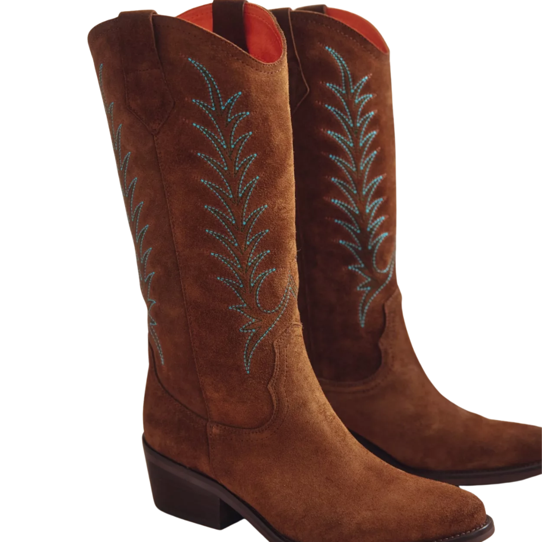 Goldie Embroidered Cowboy Boot in Peat