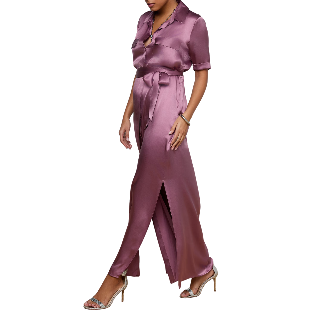Klement Silk Shirt Dress in Dusky Orchid