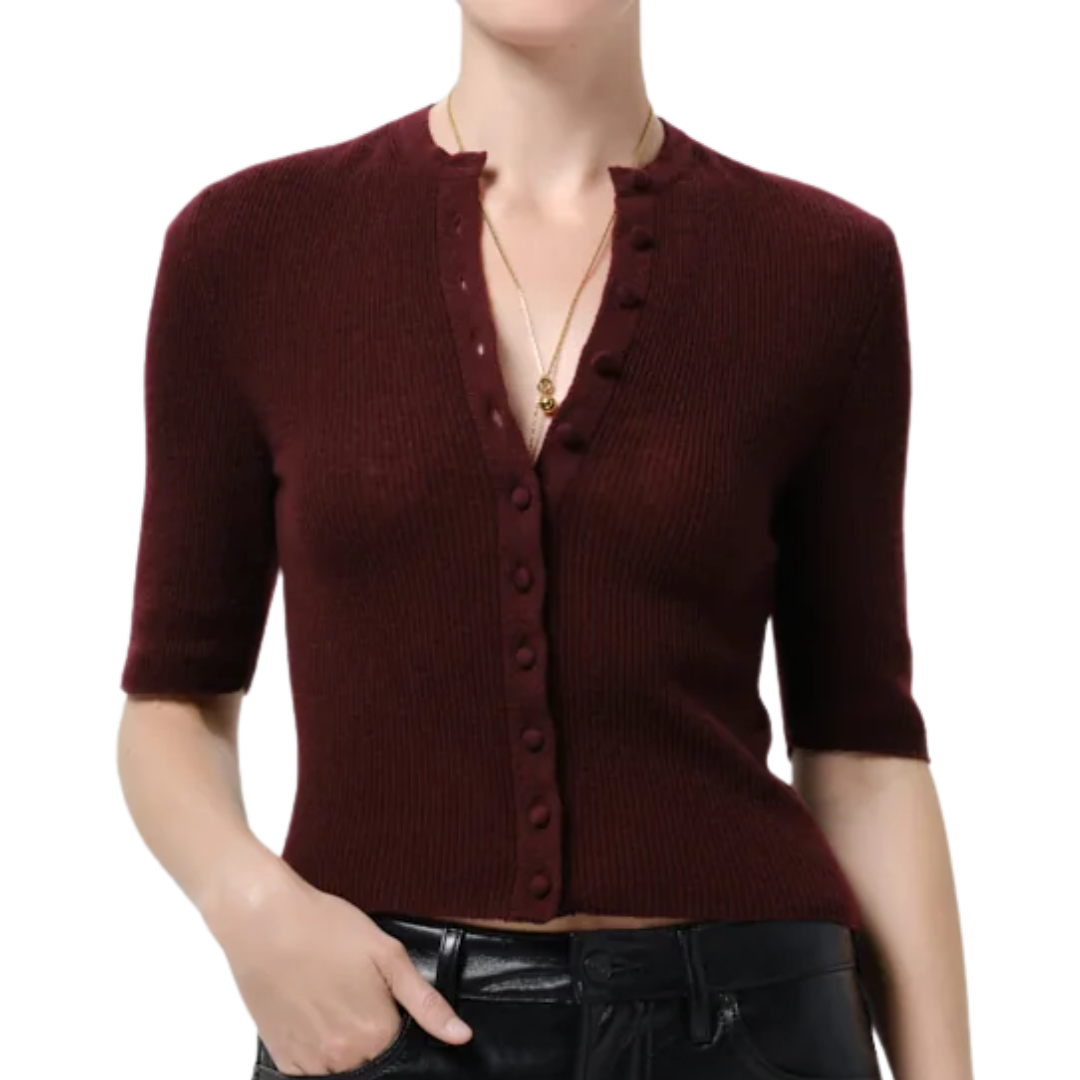 Tabitha Cardigan Sweater in Burgundy