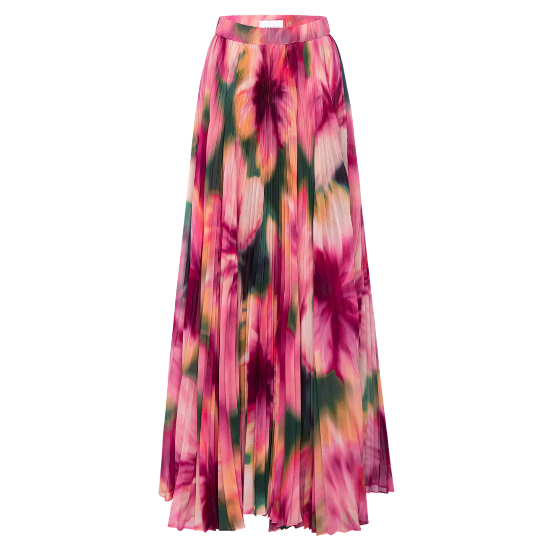 Ilona Skirt in Blurred Hibiscus Chiffon