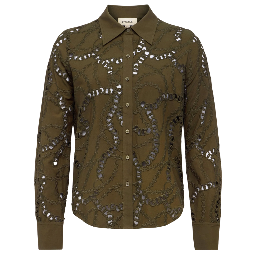 Ellery Eyelet Shirt in Pine