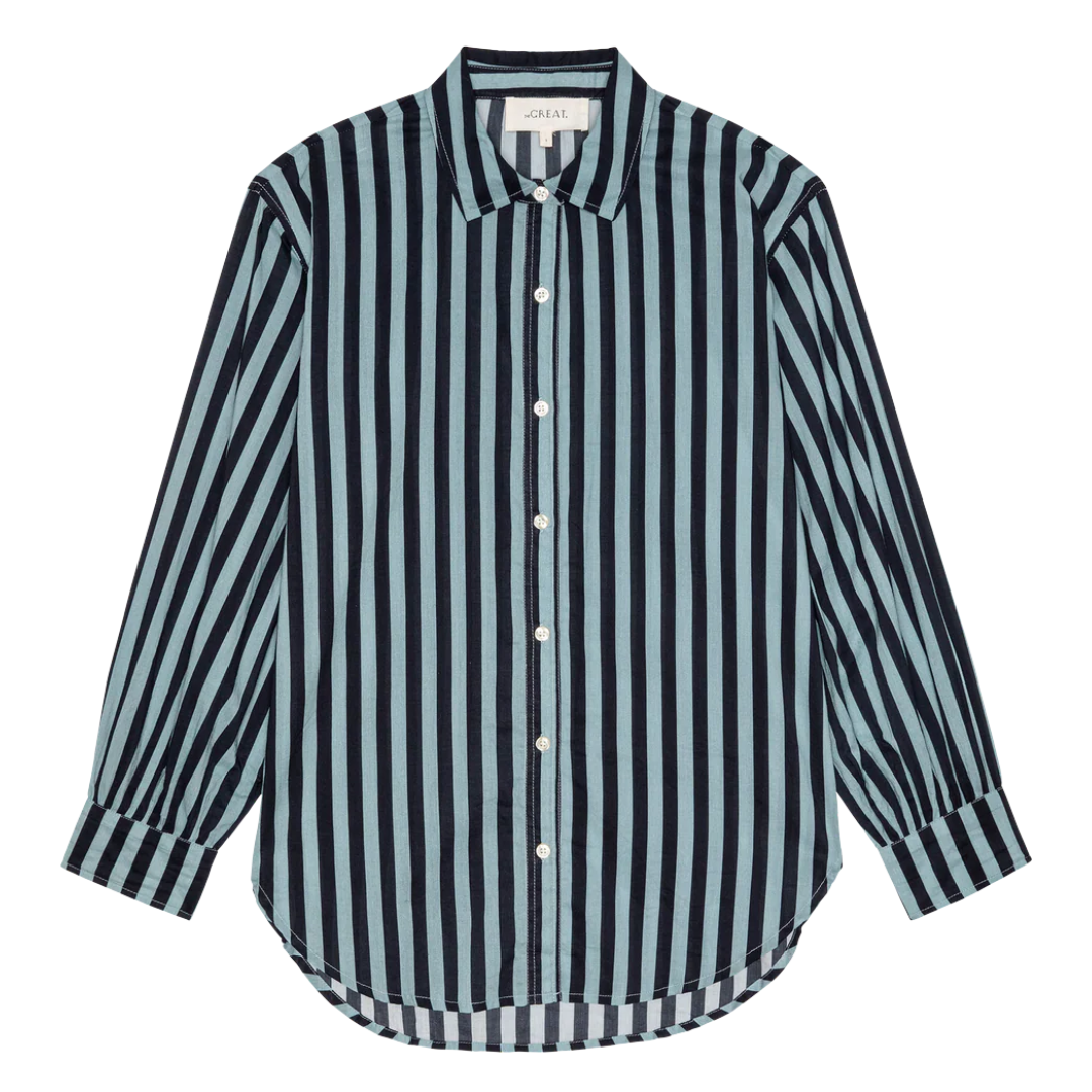 The Daily Button Up in Blue Club Stripe