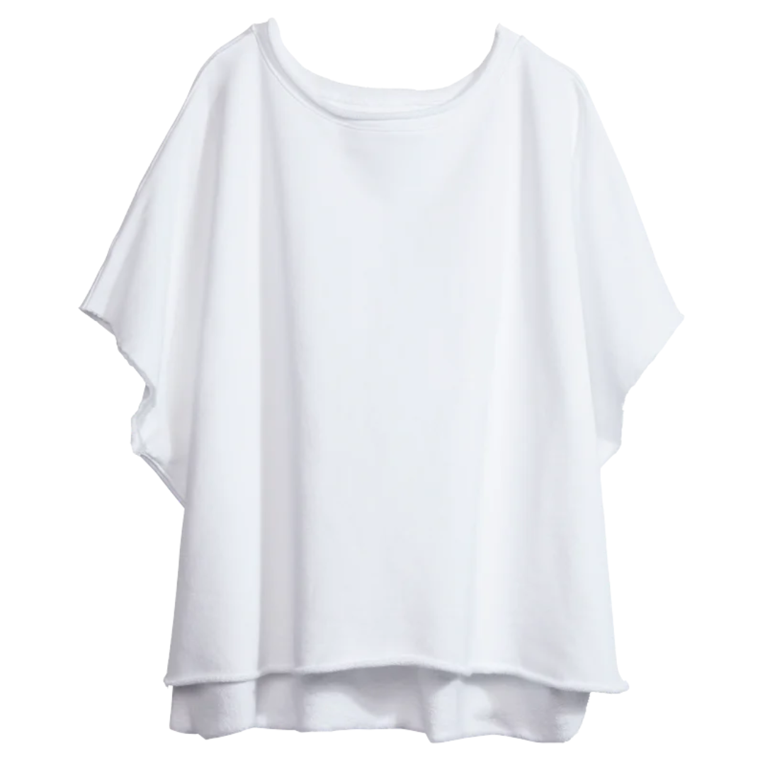 Olive Capelet in White Triple Fleece