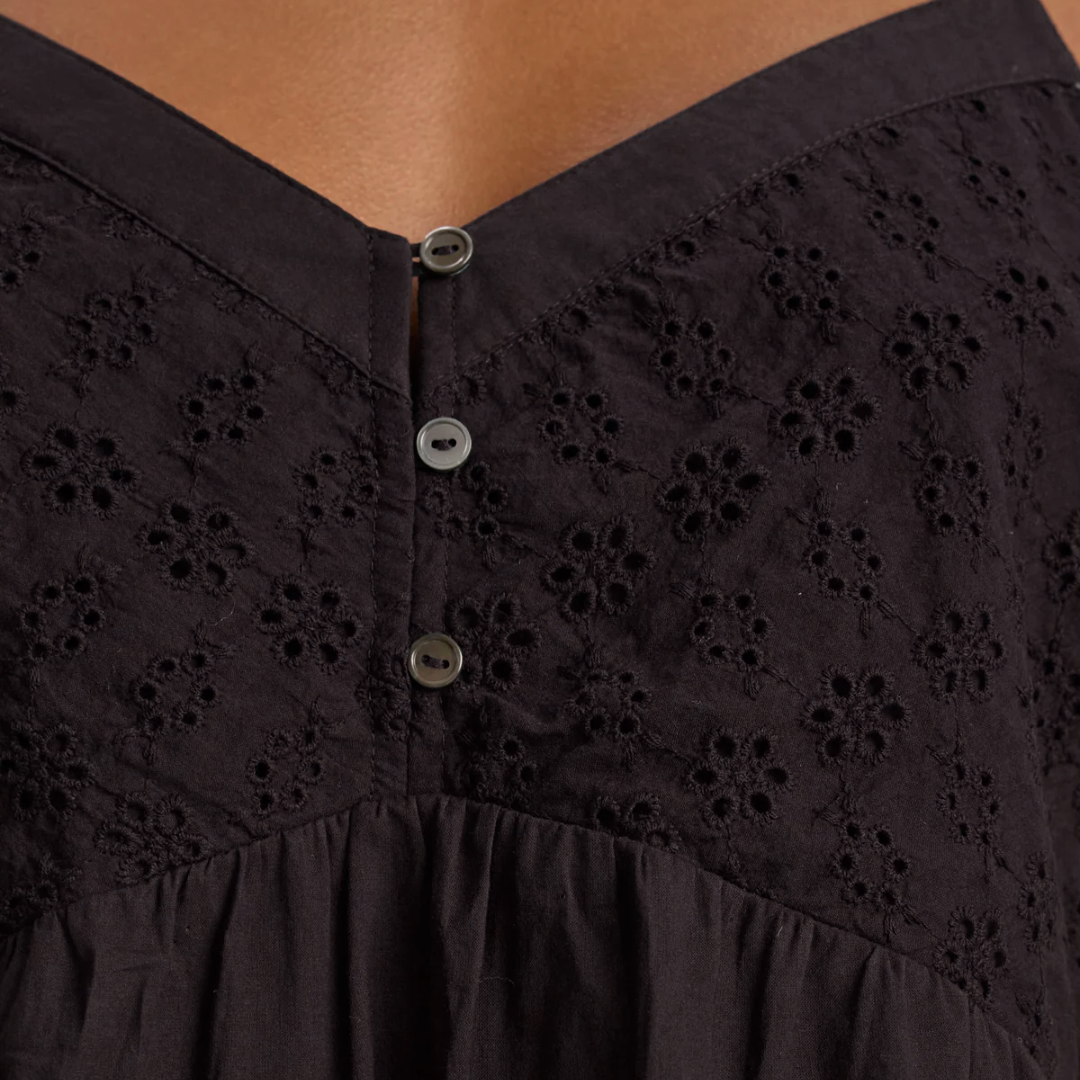 Aliah Eyelet Tank Top in Black