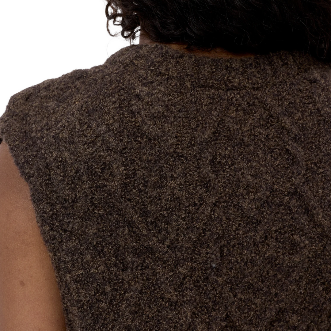 Cable Knit Top in Mahogany Brown