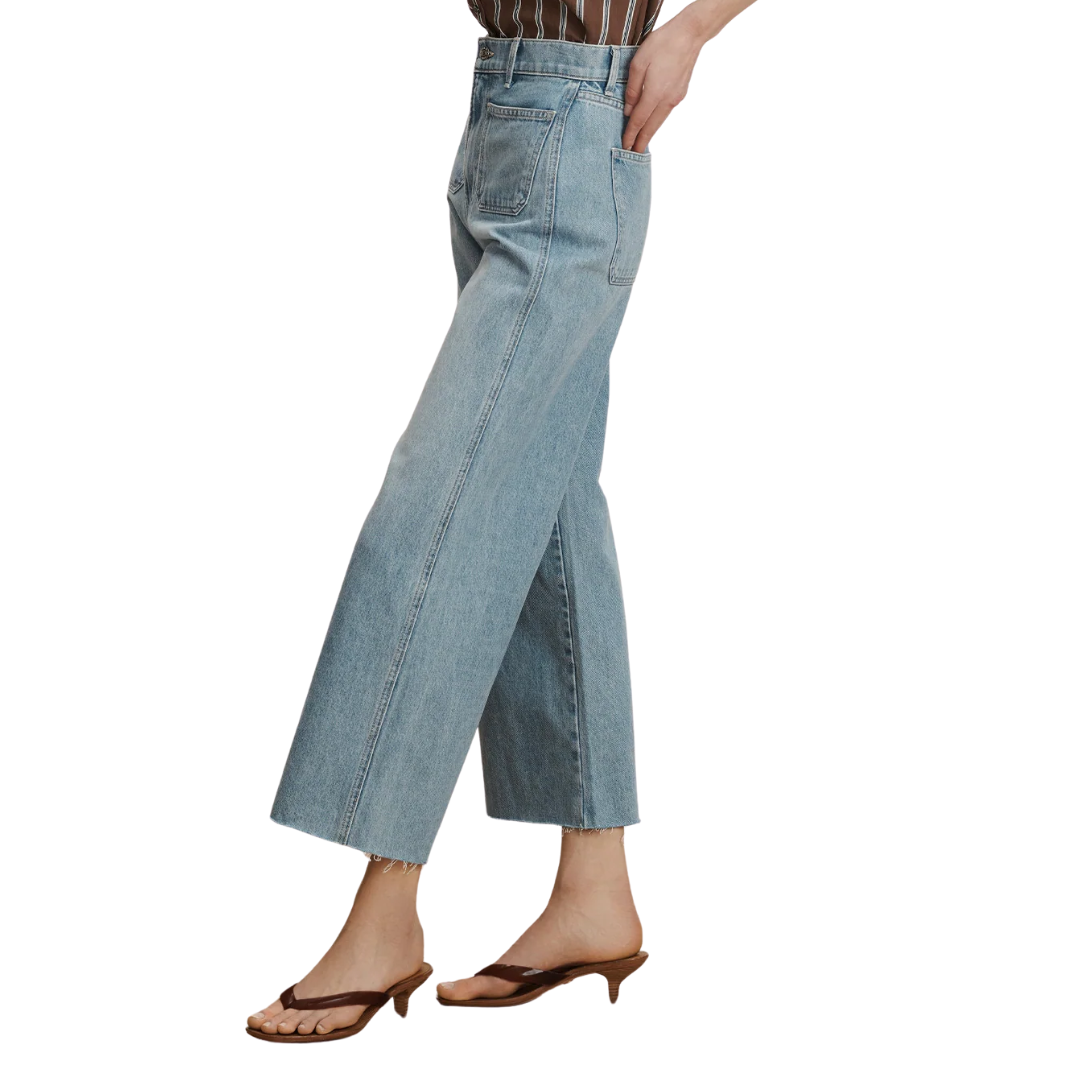 Taylor Cropped Patch-Pocket Wide-Leg Jean in Big Splash