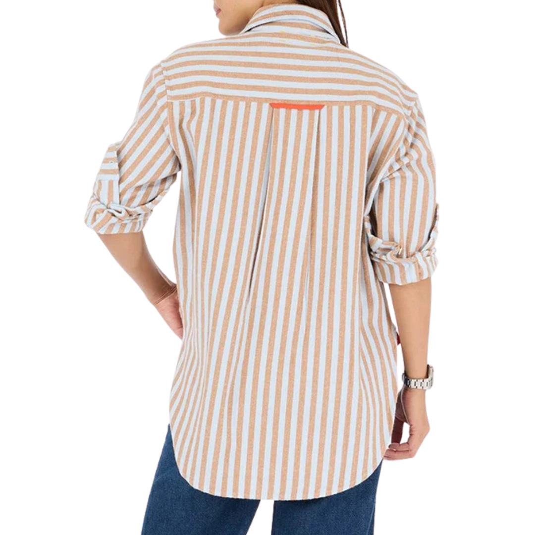 Jack Stripe Flannel Shirt in Steel Blue-Brown