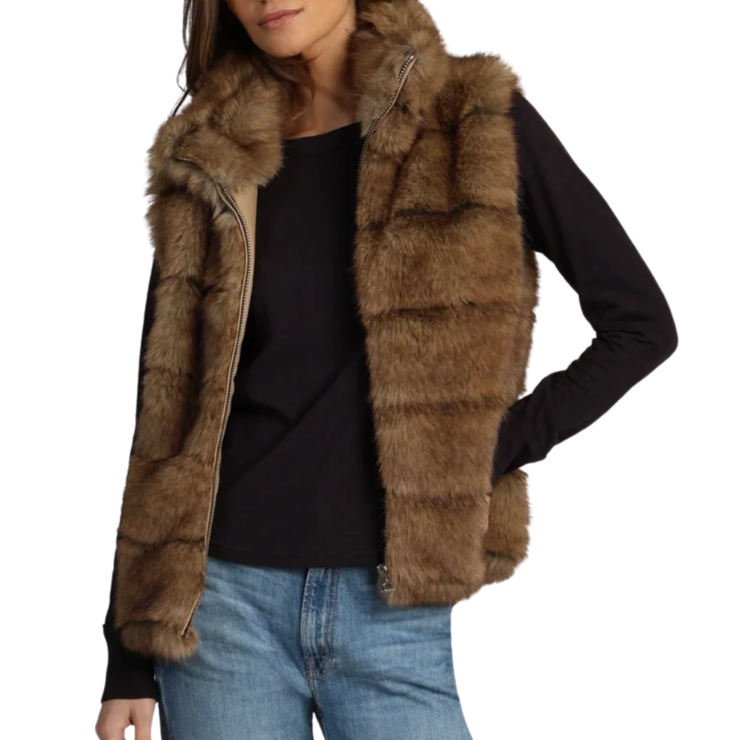 Luxe Fur Vest in Brown