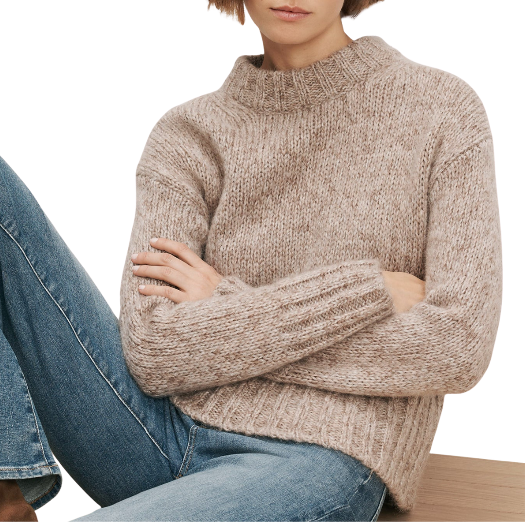 Andi Mock-Neck Sweater in Marled Oatmeal