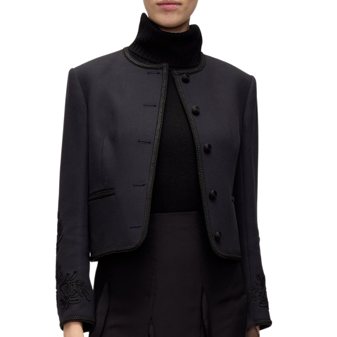 Latrell Embroidered Jacket in Navy