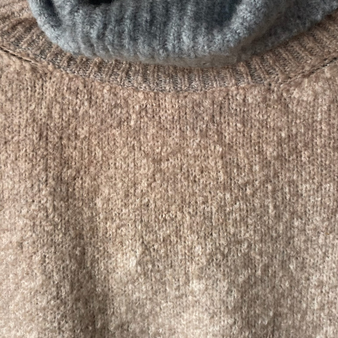 Cotton Bicolor High Neck in Taupe