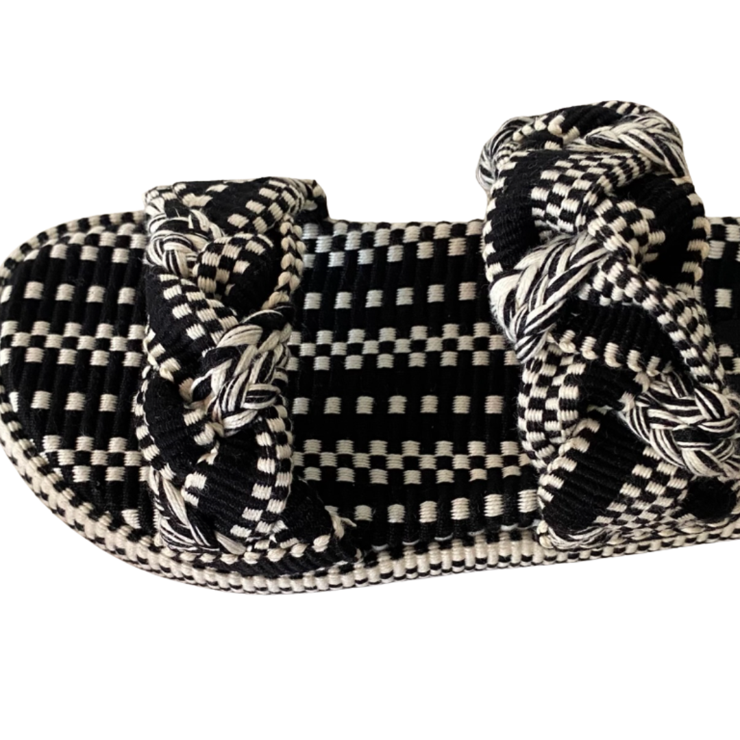 Daniela Bio Sandals in Ivory-Black