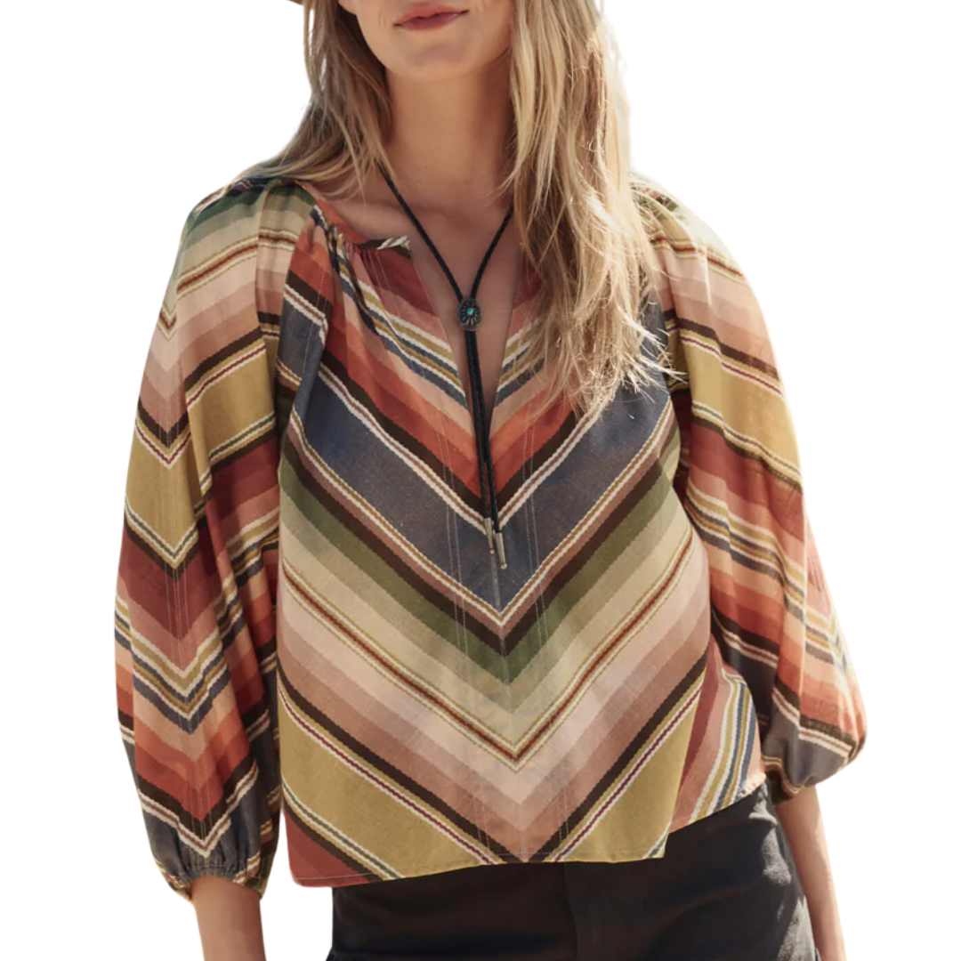 The Seamed Bodega Top in Davenport Stripe