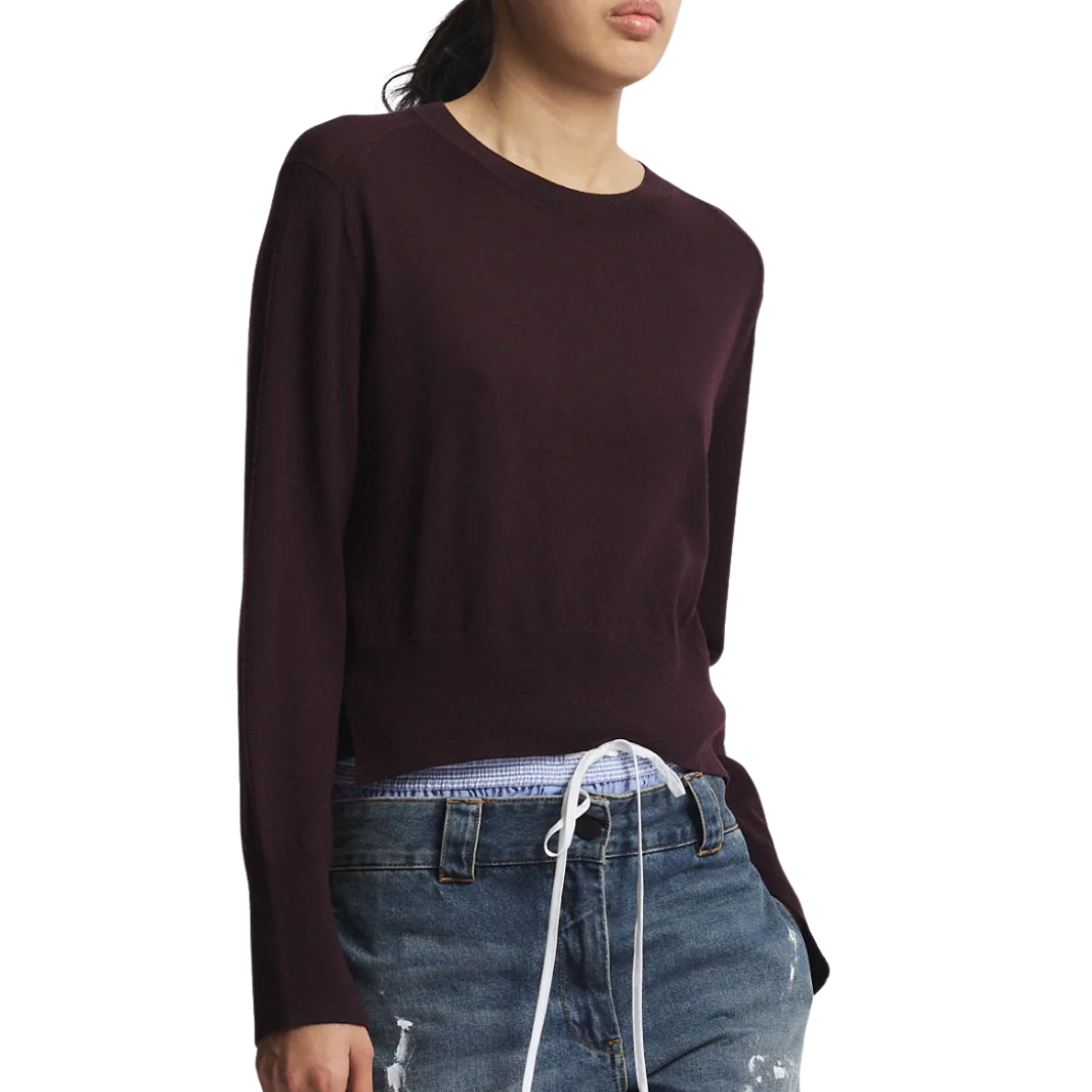 Elodie Layered Crewneck Knit in Grape