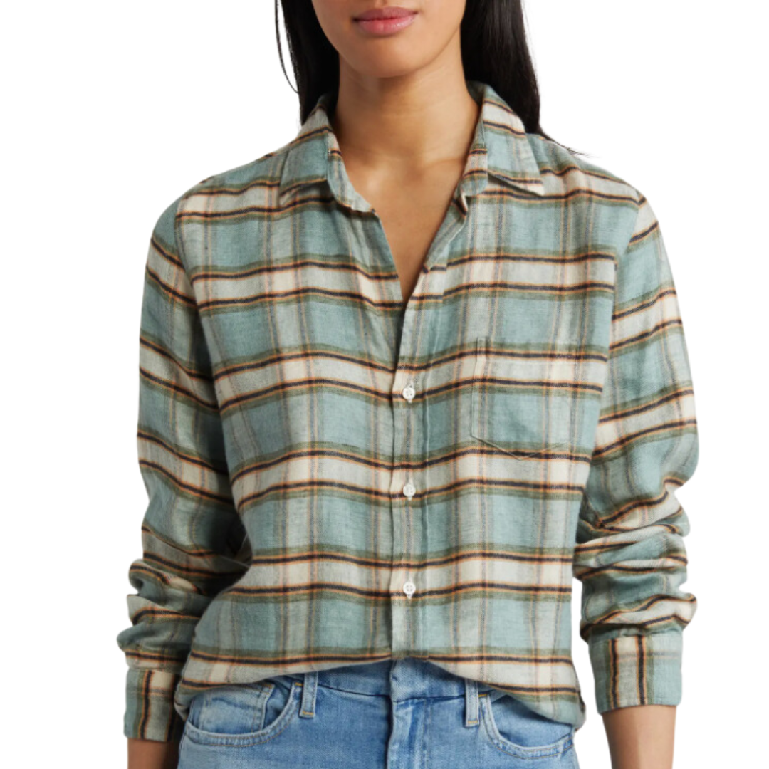Barry in Italian Cotton Green, Sand, Black Plaid