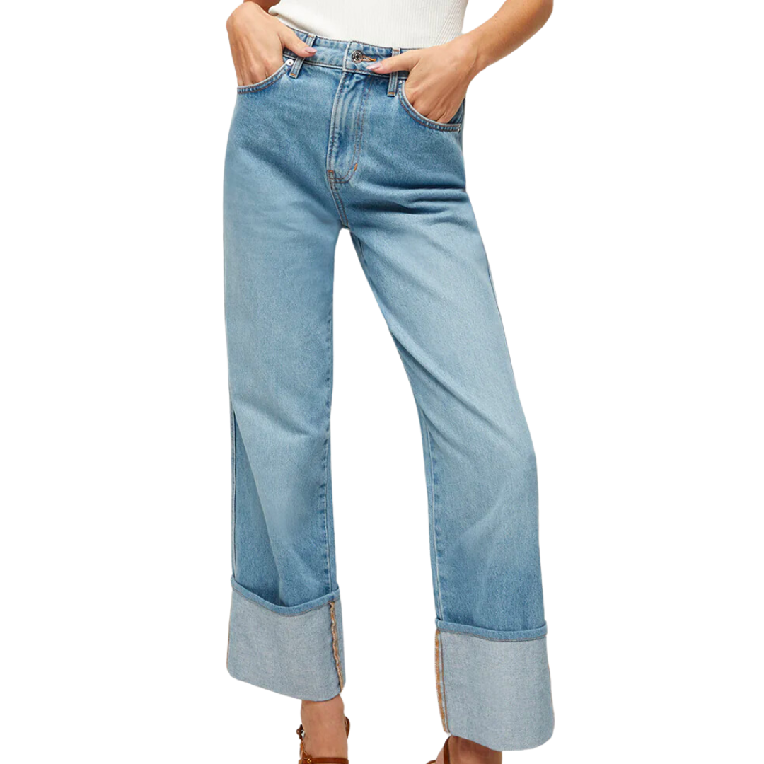 Dylan Straight-Leg Jean Cuffed in Silverwood Blue