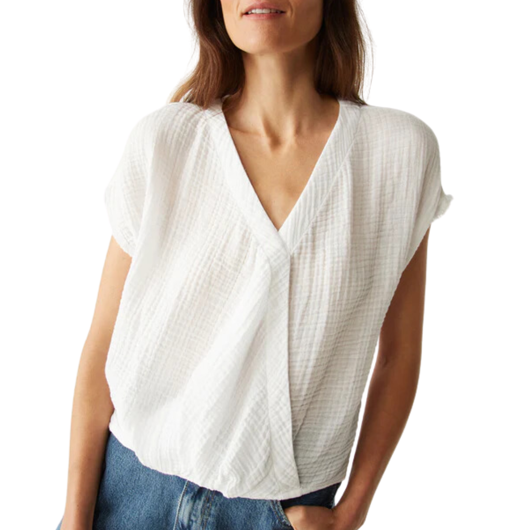 Evie Gauze Surplice Top in White