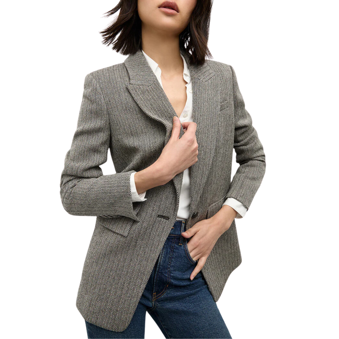 Vega Wool Dickey Jacket in Black/White