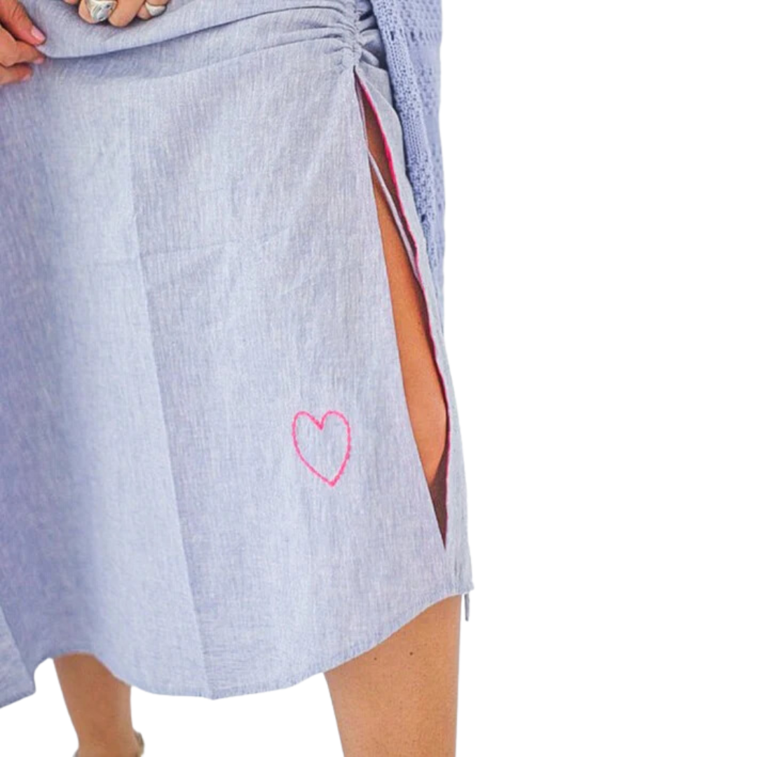 Sabine Linen Dress in Blue