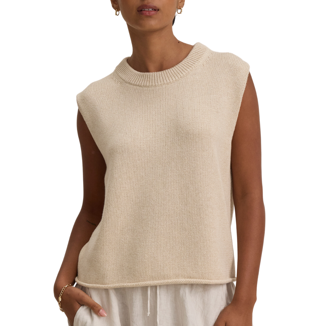Paola Cotton Cashmere Sweater in Oat