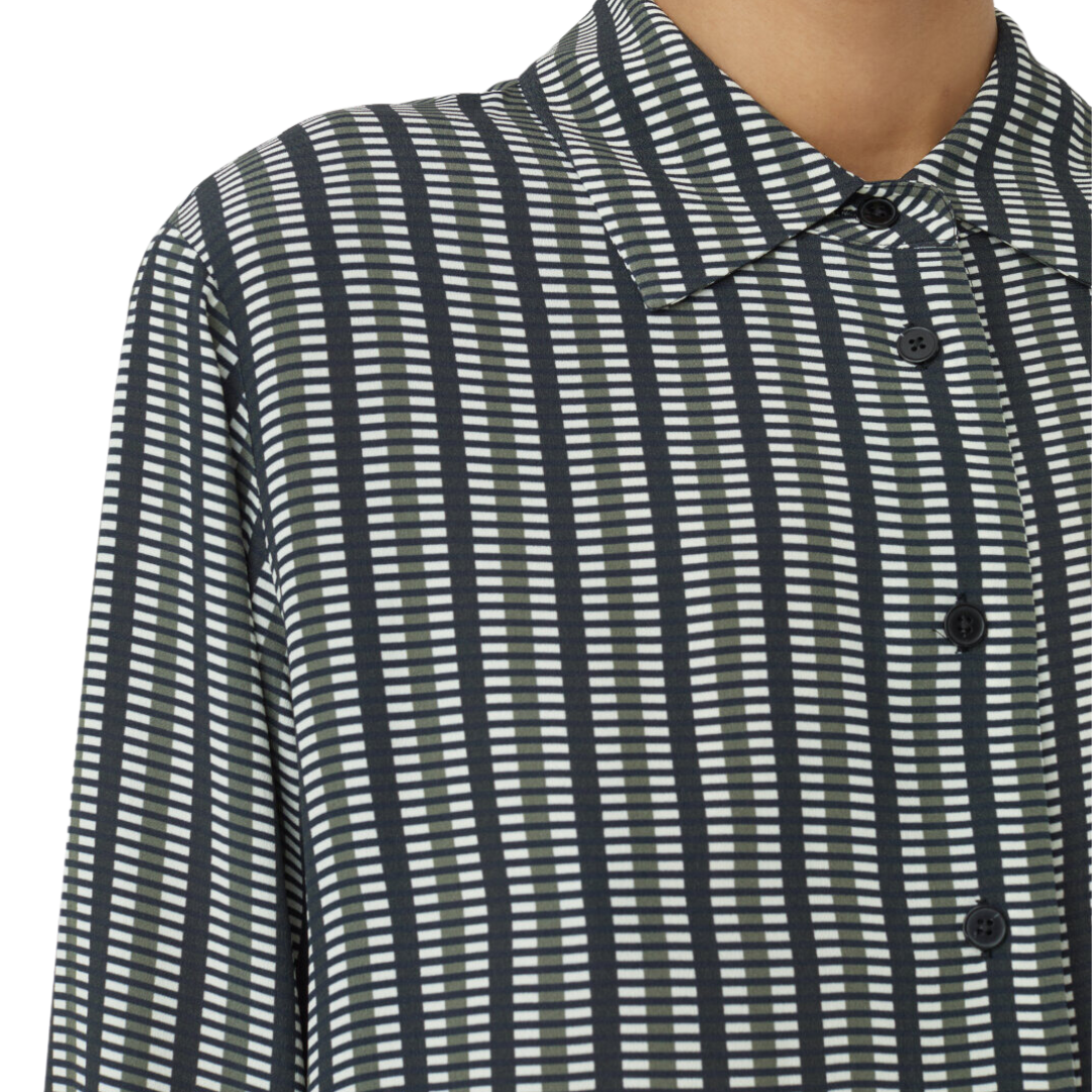 Viscose Crêpe Blouse in Industrial Green