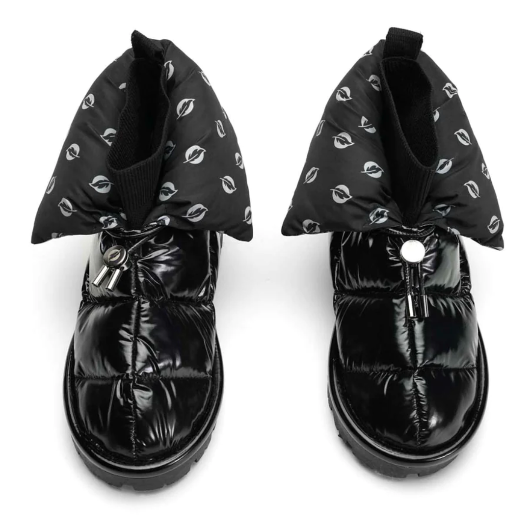 Shiny Pillow Boot in Jet Black