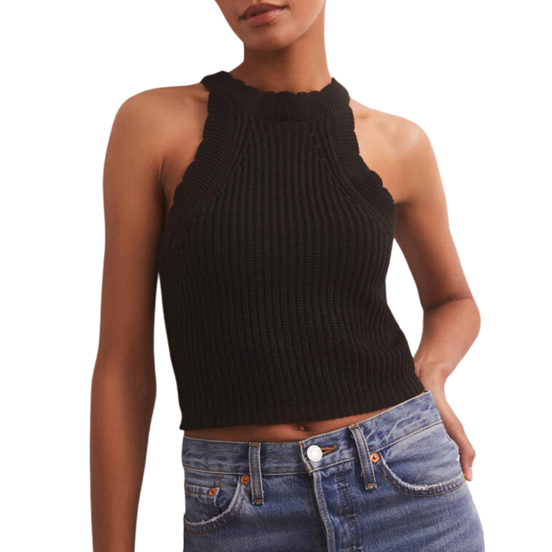 Oak Novelty Sweater Top in Black