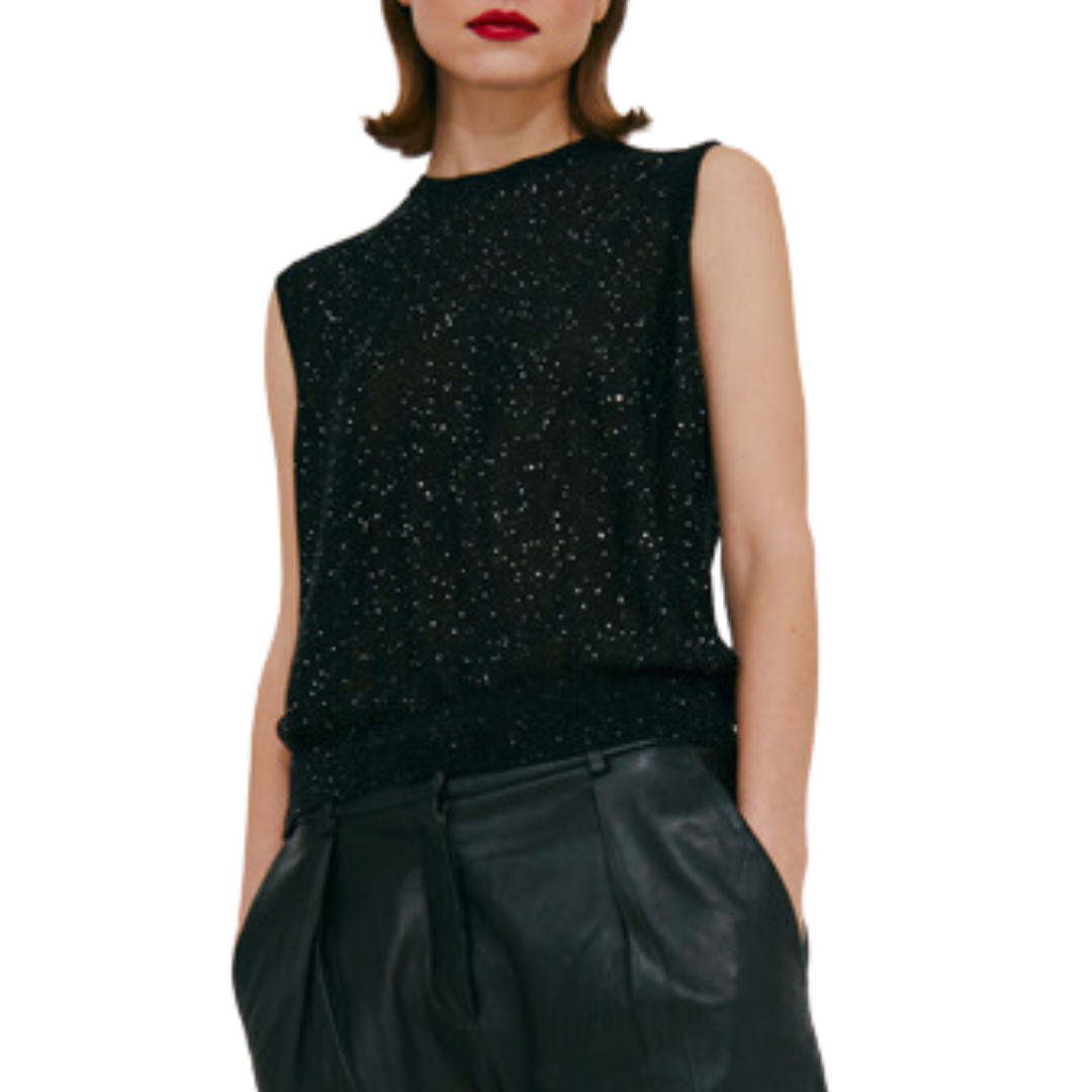 Sequin Blouson Muscle Tee in Cosmos