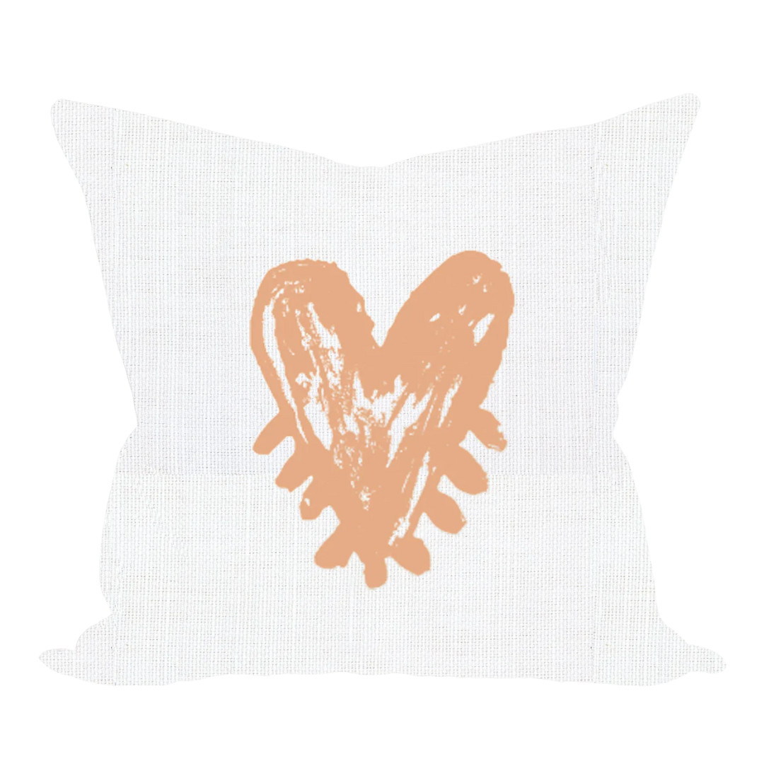 Drippy Heart Cotton Linen Pillow in Ferris