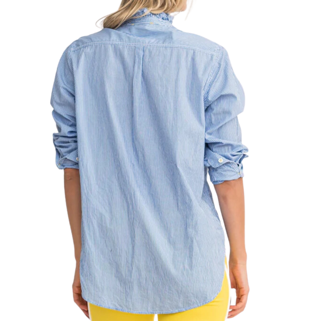 Mia Ruffle Shirt in Lunar Blue