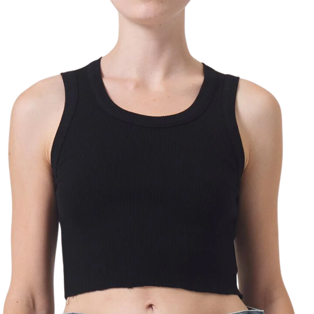 Cropped Poppy Tank in Black