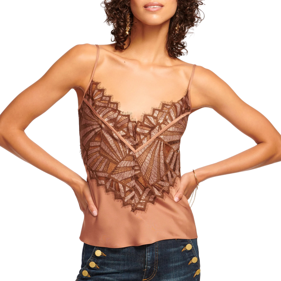 Billie Lace Cami Tank Top in Bronze Lace