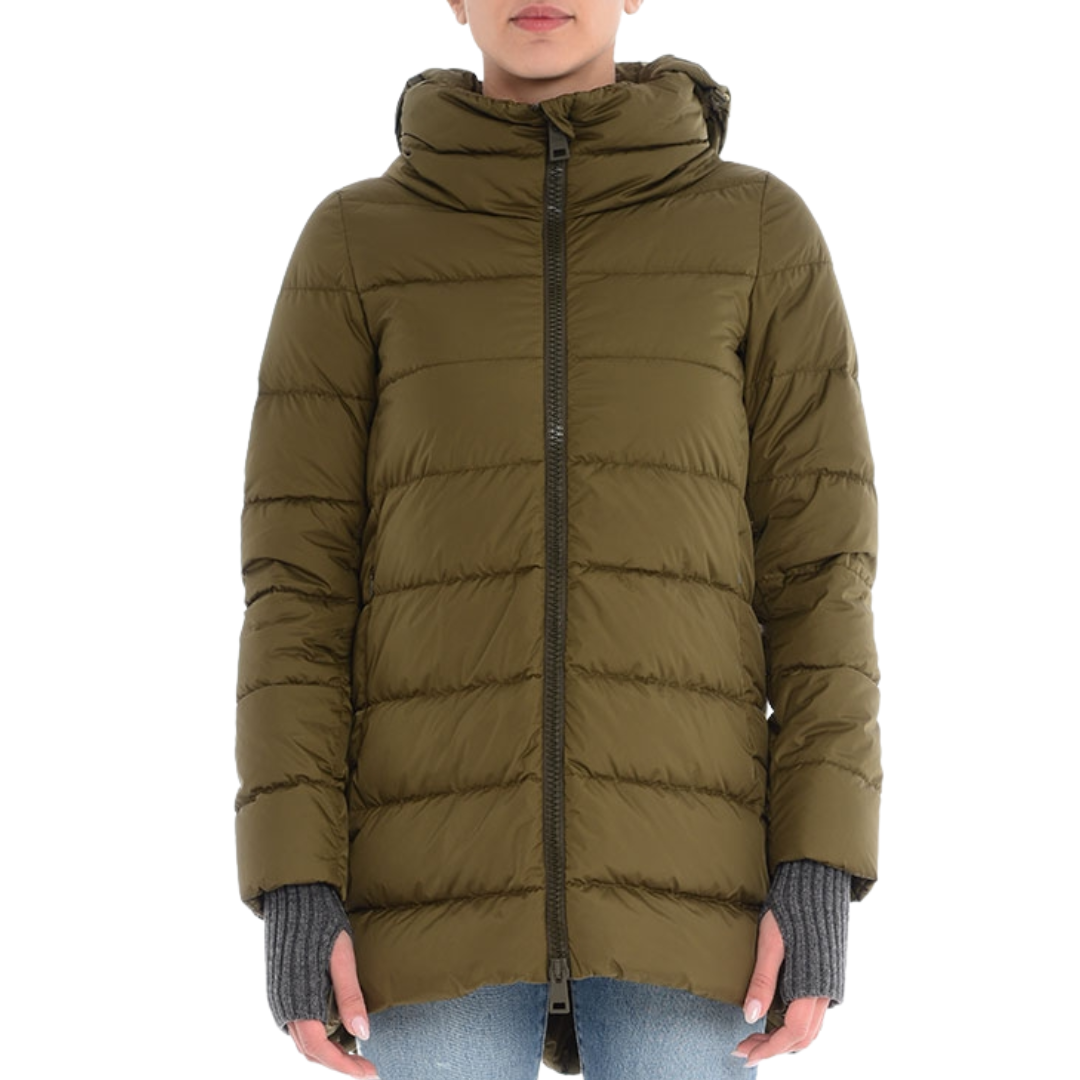 Hooded Down Jacket in Military