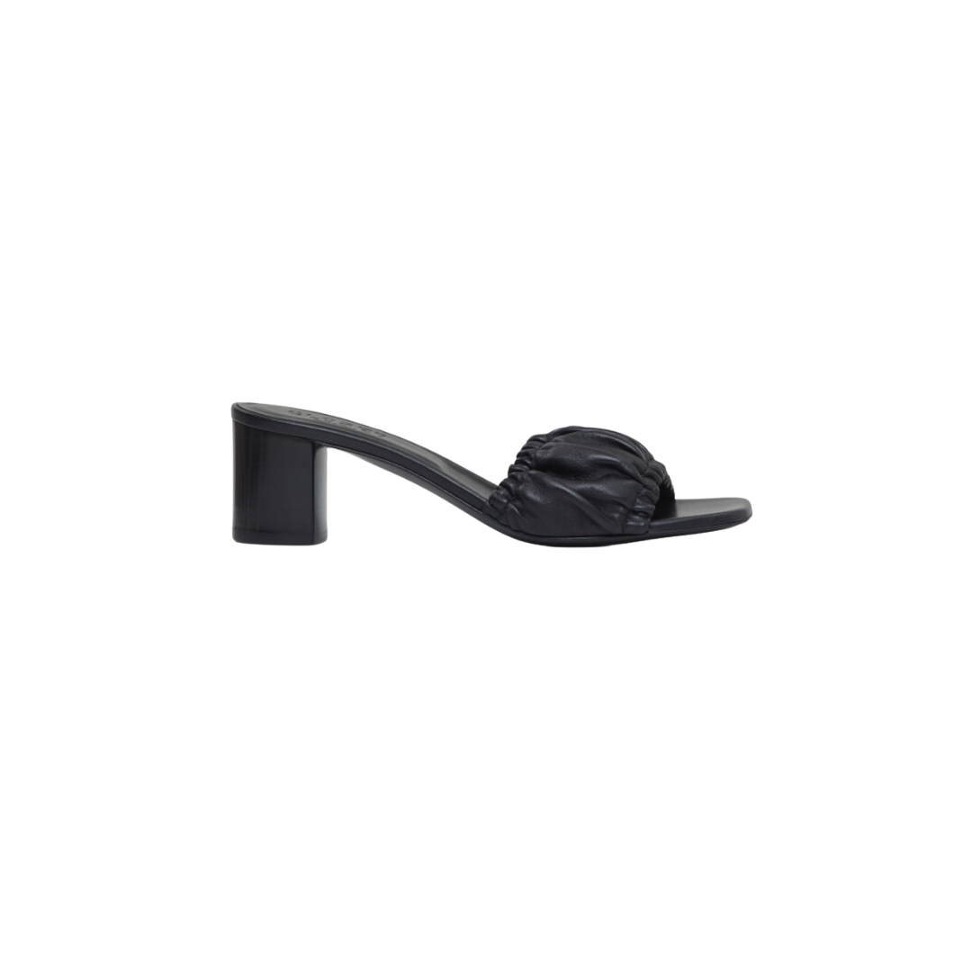 Closed Leather Mules in Black